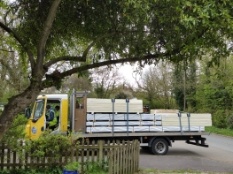 The new one arrives Flat packed on the back of a lorry